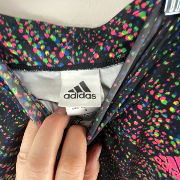 Adidas Girls Dot Print Capri Pants Leggings Size 6 Multicolor Athletic Casual - Picture 4 of 7